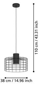 Eglo 43627 - Lestenec na vrvici MILLIGAN 1xE27/40W/230V pr. 38 cm črn