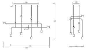 Trio - Lestenec na vrvici CONNOR 8xE27/10W/230V