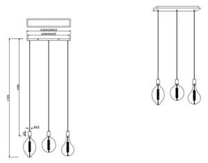 Trio - LED Zatemnitveni lestenec na vrvici GINSTER 3xE27/8W/230V