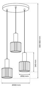 Lestenec na vrvici CRISTAL 3xE27/60W/230V črna