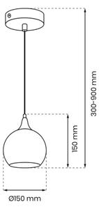 Lestenec na vrvici MONTE 1xE27/60W/230V pr. 15 cm mat krom