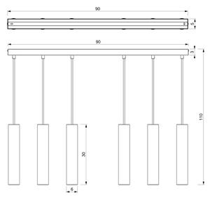 Lestenec na vrvici RAITO 6xGU10/8W/230V medenina