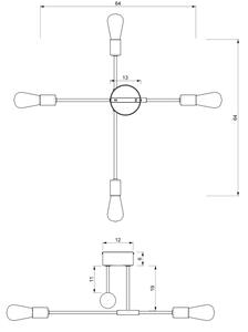 Lestenec na drogu FLAME 4xE27/60W/230V črna/sijajni krom