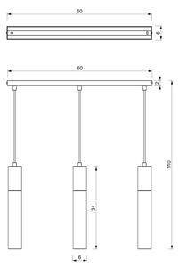 Lestenec na vrvici CASSA 3xGU10/8W/230V črna/zlato