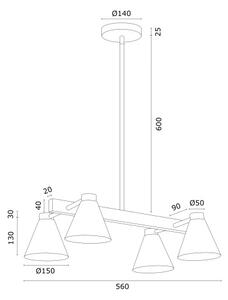 Argon 1774 - Lestenec na drogu AVALONE 4xE27/15W/230V črna/zlata