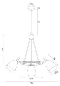 Argon 6149 - Lestenec na drogu CHARLOTTE 3xE27/15W/230V črna/zlata