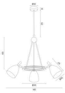 Argon 6148 - Lestenec na drogu CHARLOTTE 3xE27/15W/230V bela/zlata