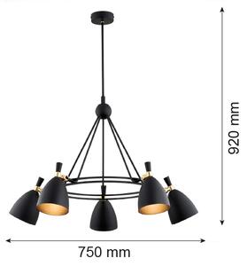 Argon 2118 - Lestenec na drogu CHARLOTTE 5xE27/15W/230V črna/zlata