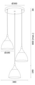 Argon 6139 - Lestenec na vrvici MURANO 3xE27/15W/230V črna/zlato