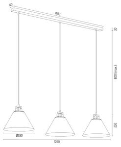 Argon 6173 - Lestenec na vrvici ORTE 3xE27/15W/230V bela