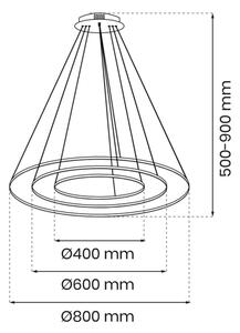 LED Lestenec na vrvici ROTONDA LED/93W/230V zlato