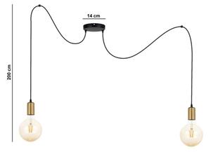 Lestenec na vrvici MIROS 2xE27/60W/230V črna/zlata