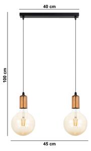 Lestenec na vrvici MIROS 2xE27/60W/230V črna/baker