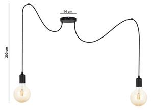 Lestenec na vrvici MIROS 2xE27/60W/230V črna