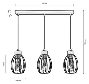 Spot-Light DO14859304 - Lestenec na vrvici GUNNAR 3xE27/60W/230V hrast