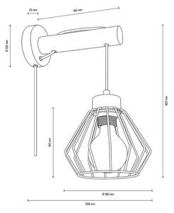 Spot-Light DO8931156 - Stenska svetilka MUG 1xE27/15W/230V bor