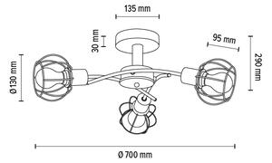 Spot-Light 8224374 - Lestenec VIVIANE 3xE27/60W/230V hrast