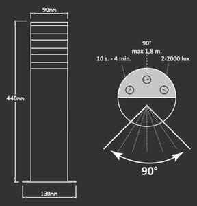 Zunanja svetilka s senzorjem TEKSAS 1xE27/12W/230V IP44 44 cm