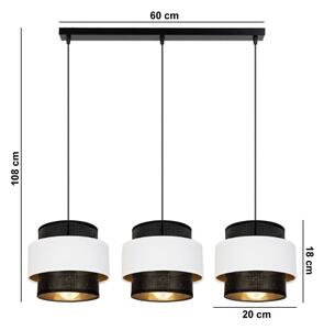 Lestenec na vrvici NESS 3xE27/60W/230V črna/bela