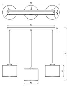 Lestenec na vrvici LOFT SHADE 3xE27/60W/230V bela/zlata