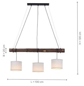 Leuchten Direkt 11238-79 - Lestenec na vrvici BARK 3xE27/40W/230V