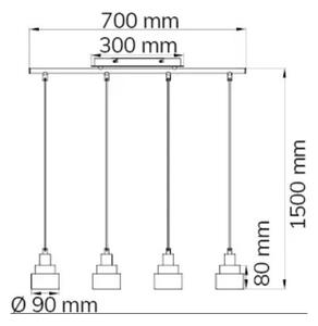 Wofi 11624 - Lestenec na vrvici NAPLES 4xE14/28W/230V siv/sijajni krom