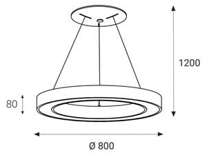 LED2 - LED Lestenec na vrvici SATURN LED/80W/230V 4000K d. 80 cm bel