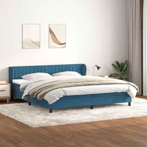 VidaXL Boxspring postelja z vzmetnicami temno modra 180x220 cm žamet