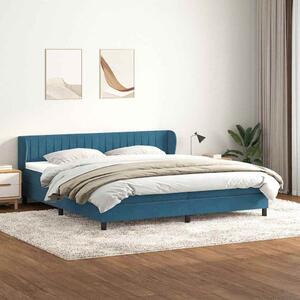 VidaXL Boxspring postelja z vzmetnicami temno modra 200x220 cm žamet