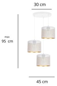 Lestenec na vrvici ALDO 3xE27/60W/230V premer 45 cm bela