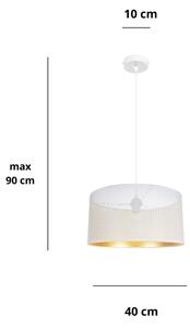 Lestenec na vrvici ALDO 1xE27/60W/230V premer 40 cm bela