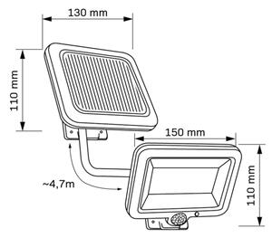 LED Solarni reflektor s senzorjem DUO LED/1W/3,7V IP44