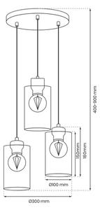 Lestenec na vrvici MADERA 3xE27/60W/230V bela/les