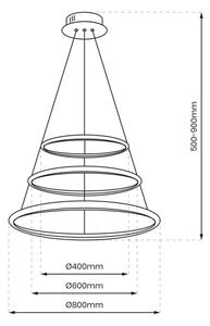 LED Lestenec na vrvici ROTONDA LED/93W/230V mat krom