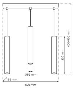 Lestenec na vrvici HUDSON 3xGU10/8W/230V bela