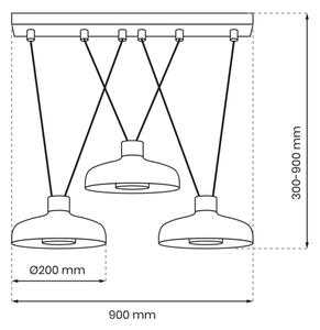 Lestenec na vrvici LINEA 3xGX53/12W/230V črna