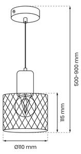 Lestenec na vrvici SOBRESA 1xE27/60W/230V črna/lesena