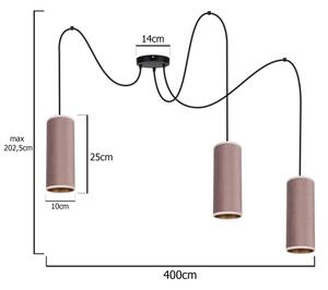 Lestenec na vrvici AVALO 3xE27/60W/230V roza/baker