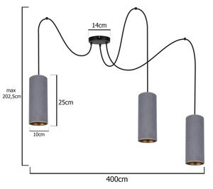 Lestenec na vrvici AVALO 3xE27/60W/230V siva