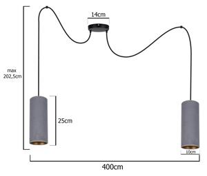 Lestenec na vrvici AVALO 2xE27/60W/230V siva