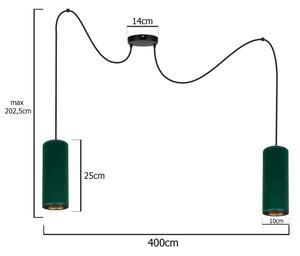 Lestenec na vrvici AVALO 2xE27/60W/230V zelena/baker