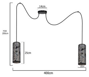 Lestenec na vrvici AVALO 2xE27/60W/230V siva/črna