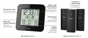 Hama - Vremenska postaja z LCD zaslonom in budilko 3xAAA + 3x senzor 2xAA