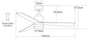 Zambelis 19135 - LED Stropni ventilator LED/15W/230V 3000/4000/6000 + Daljinski upravljalnik