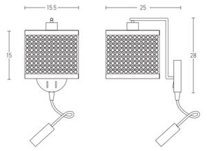 Zambelis 20355 - LED Stenska svetilka 1xE27/40W + LED/3W/230V ratan