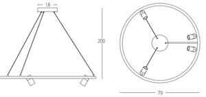 Zambelis 22013 - LED Zatemnitveni lestenec na vrvici LED/59W/230V pr. 79 cm črn