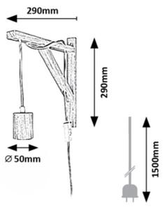 Rabalux 71028 - Stenska svetilka UBUL 1xE27/60W/230V bukev