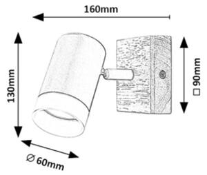 Rabalux 73121 - Stenski reflektor TORAS 1xGU10/5W/230V hrast