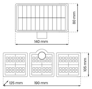 LED Solarni reflektor s senzorjem gibanja LED/20W/3,7V 1200 mAh IP44 + Daljinski upravljalnik