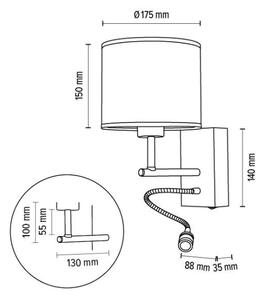 Spot-Svetilka 57291974 - Fleksibilna svetilka BOHO 1xE27/25W + LED/1W/230V hrast